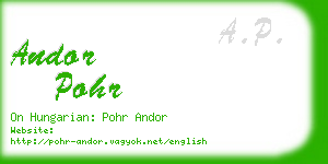 andor pohr business card